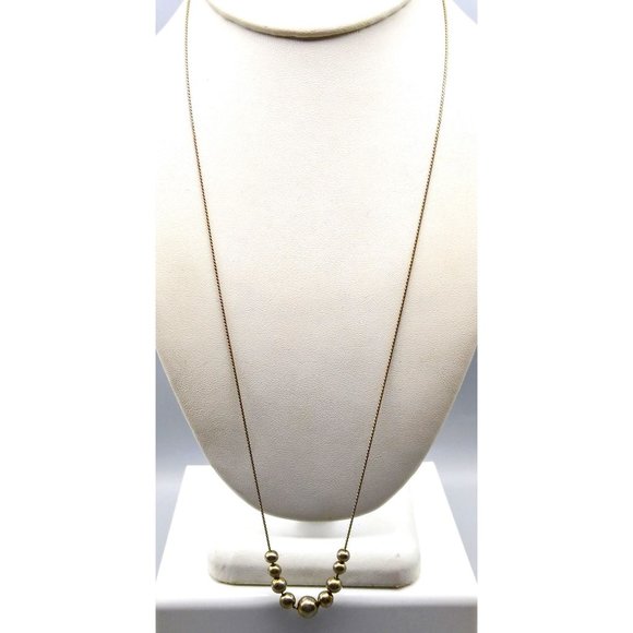 Vintage Silver Tone Slide Bib Necklace, Graduated Ball Beads on Delicate Chain - Picture 2 of 3